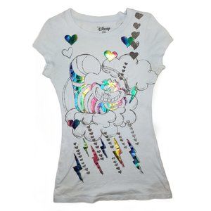 Disney Cheshire Cat Light Blue Baby Tee TShirt Size Medium